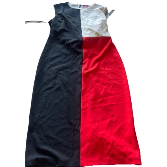 Vince Camuto women’s Size 10 Retro Pattern Red Black White Dress Zip Formal - Picture 14 of 15